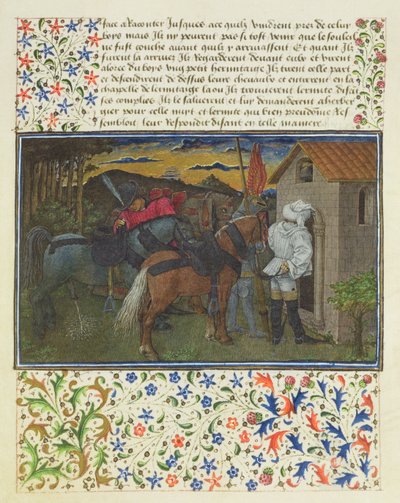 Ms. 2597 Herz, Verlangen und Großzügigkeit, spät am Abend, vor der Einsiedlerzelle, Faksimile-Ausgabe von Livre du Coeur d