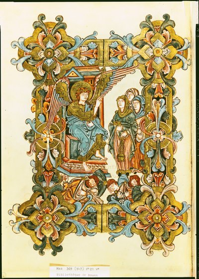 Ms 369 fol.21v Die heiligen Frauen am Grab, aus dem Winchester Pontifikale, spätes 10. bis frühes 11. Jahrhundert von English School