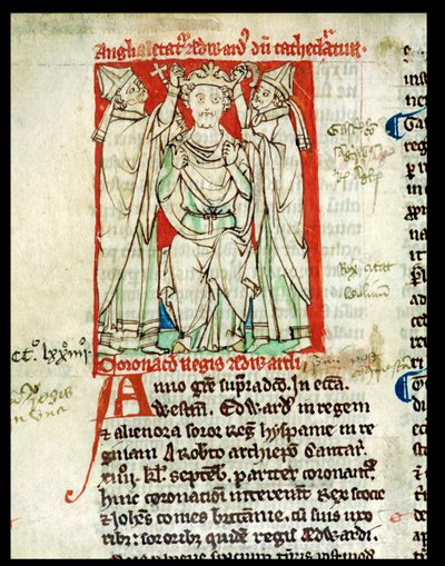Ms 6712 (A.6.89) fol.247v Eduard I. (1239-1307), Miniatur aus Flores Historiarum, von Matthew Paris, 1250-52 von English School