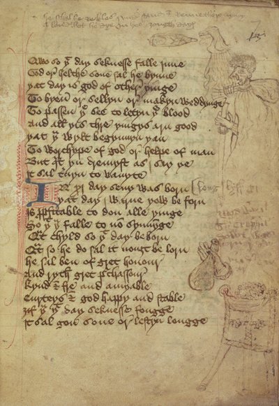 Seite aus dem Notizbuch eines Arztes, geschrieben in Mittelenglisch von English School