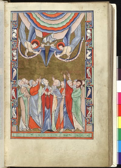 Ms Hunter 229 f.14r Die Himmelfahrt, aus dem Hunterian Psalter, ca. 1170 von English School