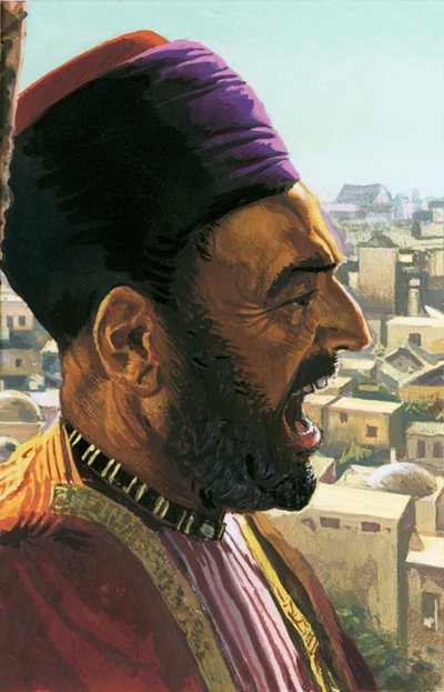 Muezzin ruft die Gläubigen von English School