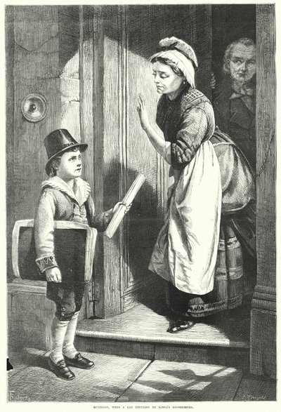 Mulready, als Junge von der Haushälterin von Banks abgewiesen von English School
