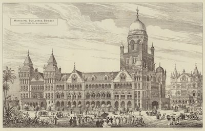 Städtische Gebäude, Bombay (Stich) von English School