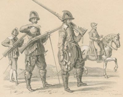 Musketiere oder Füsiliere und Kavallerie, um 1650 von English School