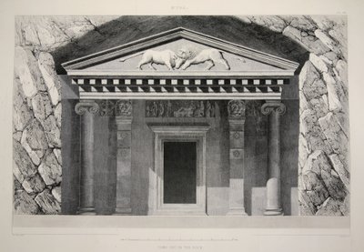Myra - in den Felsen gehauenes Grab, aus Die Hauptruinen Kleinasiens, veröffentlicht 1863 (Lithografie) von English School