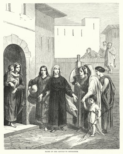 Naomi bei ihrer Rückkehr nach Bethlehem (Gravur) von English School