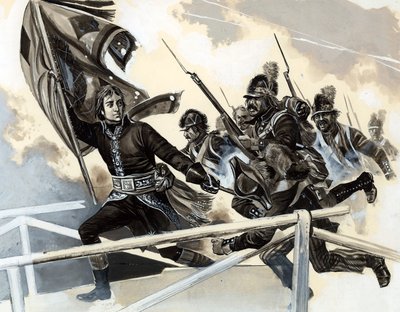 Napoleon führt seine Armee über die Brücke bei Lodi von English School