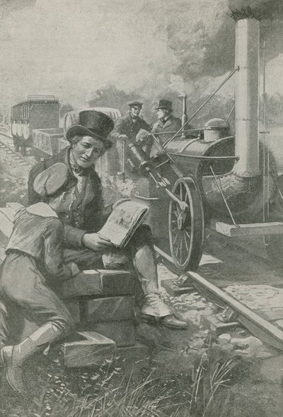 Nasmyth skizziert Stephensons Lokomotive von English School