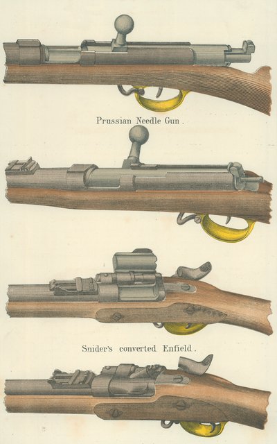 Nadelgewehre (Farblithografie) von English School