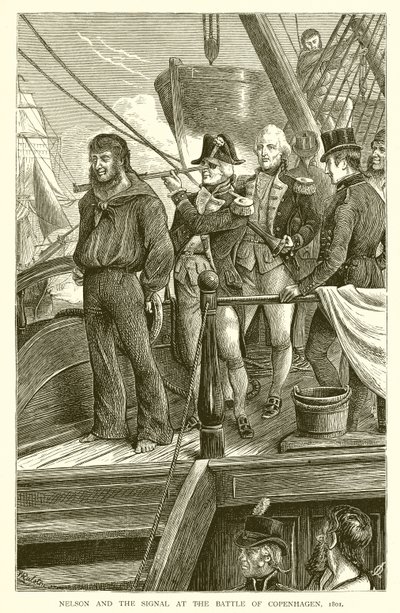 Nelson und das Signal in der Schlacht von Kopenhagen, 1801 von English School