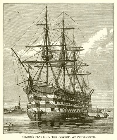 Nelsons Flaggschiff, die Victory, in Portsmouth von English School