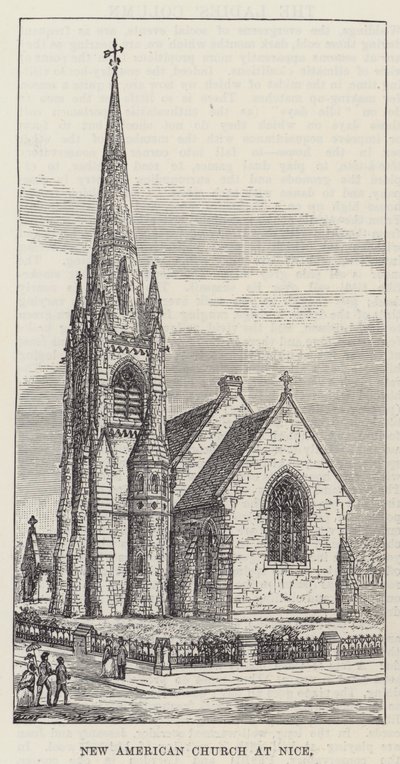 Neue amerikanische Kirche in Nizza (Gravur) von English School