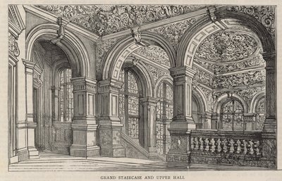 Neubau des Constitutional Club in der Northumberland Avenue: Große Treppe und oberer Saal von English School