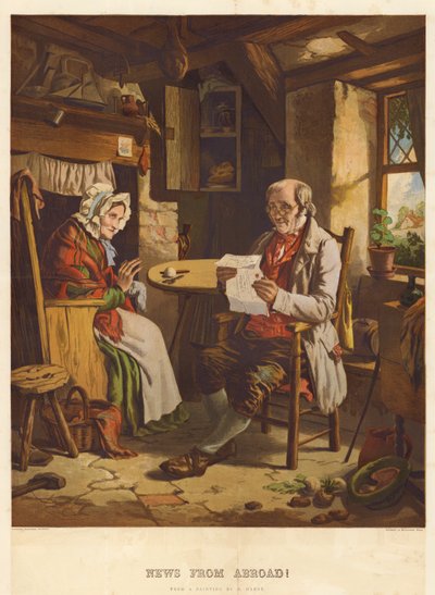 Nachrichten aus dem Ausland! (Farblithografie) von English School