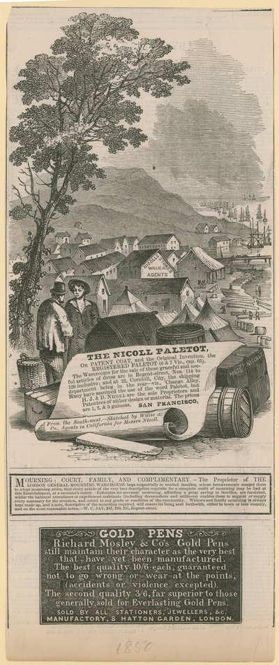 Nicoll Paletot, Richard Mosley & Co und London General Mourning Warehouse Werbung von English School