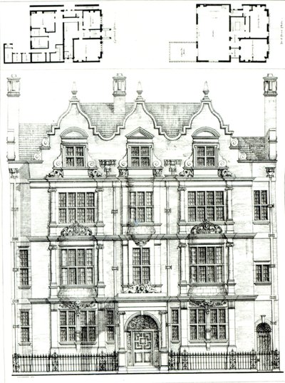 No.70 Ennismore Gardens, South Kensington, aus The Building News, 23. Juli 1886 von English School