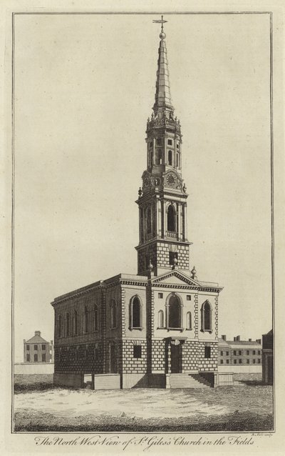 Nordwestansicht der Kirche St Giles in the Fields, London von English School