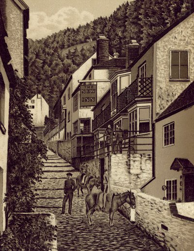 Nord-Devon: Clovelly, Hauptstraße (Litho) von English School