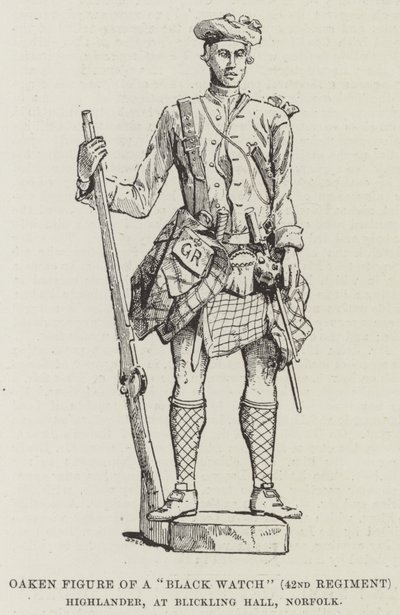 Eichenfigur eines "Black Watch" (42. Regiment) Highlanders, in Blickling Hall, Norfolk von English School