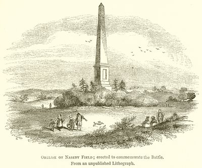 Obelisk auf dem Naseby-Feld; errichtet zur Erinnerung an die Schlacht von English School