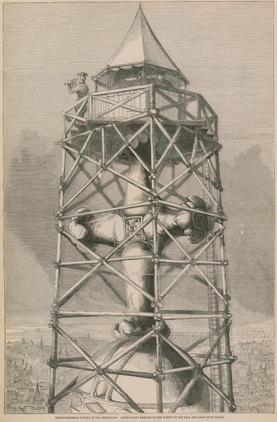 Observatorium auf der Spitze der Kugel und des Kreuzes der St. Pauls Kathedrale errichtet von English School