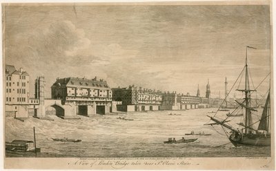 Alte London Bridge, von nahe St Olaves Stairs von English School