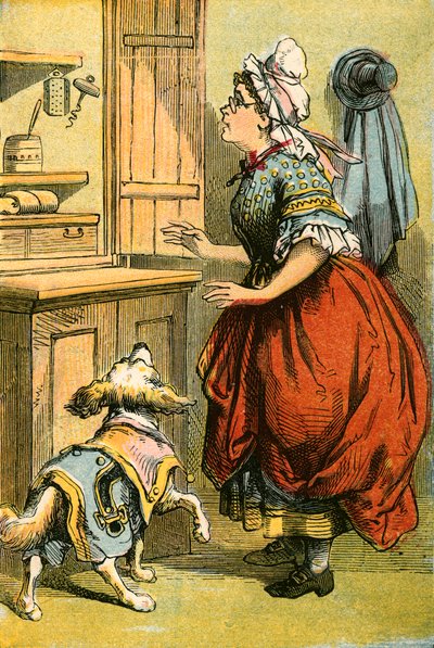 Alte Mutter Hubbard und ihr Hund von English School