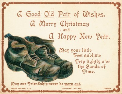 Altes Paar Stiefel, Weihnachtskarte von English School