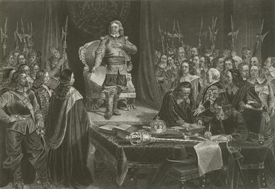 Oliver Cromwell lehnt die Krone von England ab, 1657 von English School