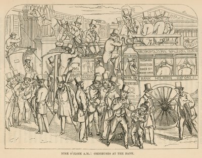 Omnibusse an der Bank, London von English School