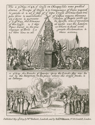 Am 2. Mai 1643 wurde das Kreuz in Cheapside, London, abgerissen von English School