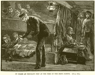 An Bord eines Auswandererschiffs zur Zeit der irischen Hungersnot von English School