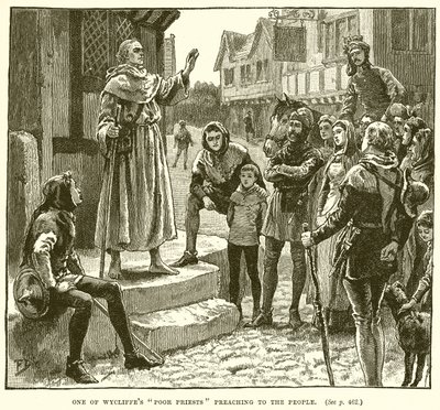 Einer von Wycliffes armen Priestern predigt dem Volk von English School