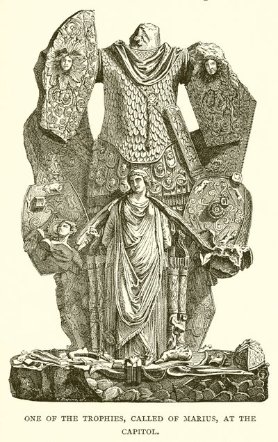 Eine der Trophäen, genannt von Marius, am Kapitol von English School