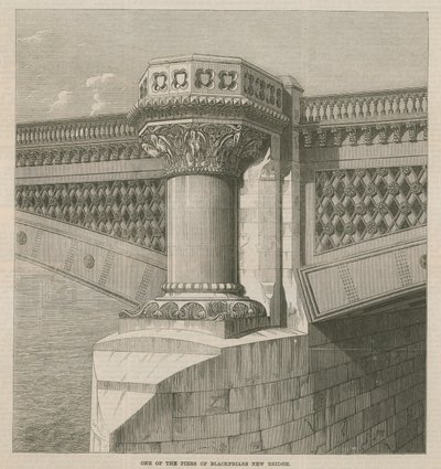 Einer der Pfeiler der neuen Blackfriars Brücke von English School
