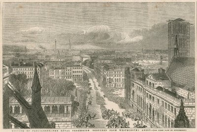 Eröffnung des Parlaments - die königliche Prozession, skizziert von der Westminster Abbey von English School