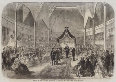 Eröffnung der italienischen Ausstellung in Florenz durch Victor Emmanuel (Stich) von English School
