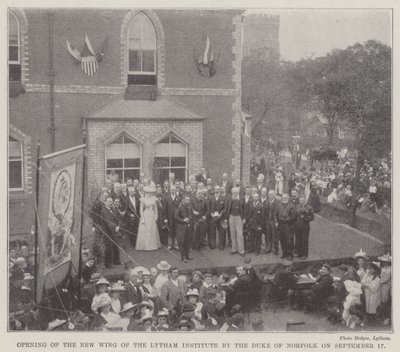 Eröffnung des neuen Flügels des Lytham-Instituts durch den Herzog von Norfolk am 17. September (Gravur) von English School
