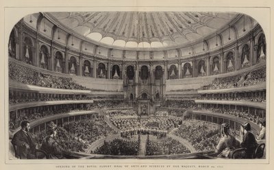 Eröffnung der Royal Albert Hall of Arts and Sciences durch Ihre Majestät, 29. März 1871 (Stich) von English School
