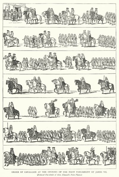 Ordnung des Kavalkade bei der Eröffnung des ersten Parlaments von James VII von English School