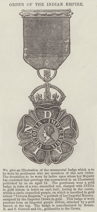Orden des Indischen Reiches (Gravur) von English School