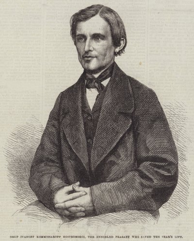 Ossip Ivanoff Kommissaroff Kostromskoi, der geadelte Bauer, der das Leben des Zaren rettete (Gravur) von English School