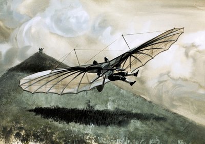 Otto Lilienthal machte über 1.000 Flüge mit seinem primitiven Gleiter von English School