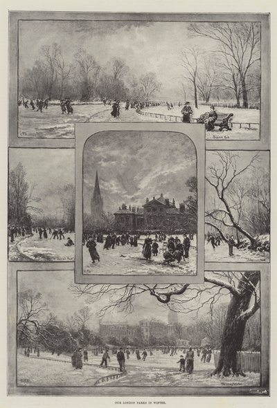 Unsere Londoner Parks im Winter (Lithografie) von English School
