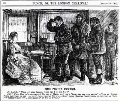 Unser hübscher Doktor, veröffentlicht in Punch Magazine, 1870 von English School