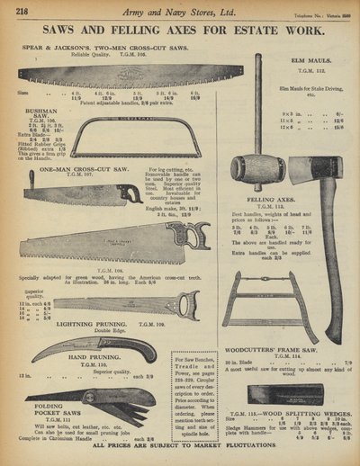 Seite aus dem Army and Navy Stores Katalog von English School