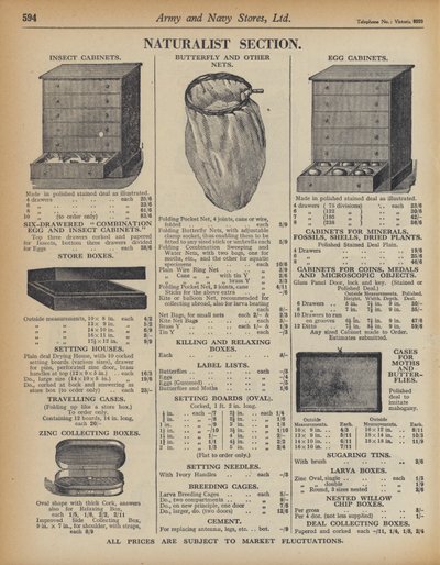 Seite aus dem Army and Navy Stores Katalog von English School