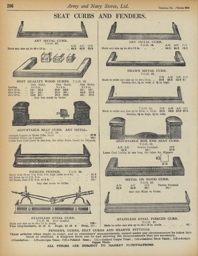 Seite aus dem Army and Navy Stores Katalog von English School