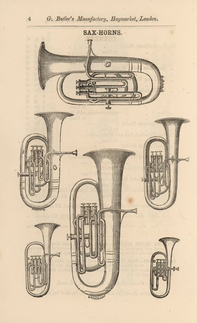 Seite aus G Butlers Illustriertem Katalog der Musikinstrumente von English School